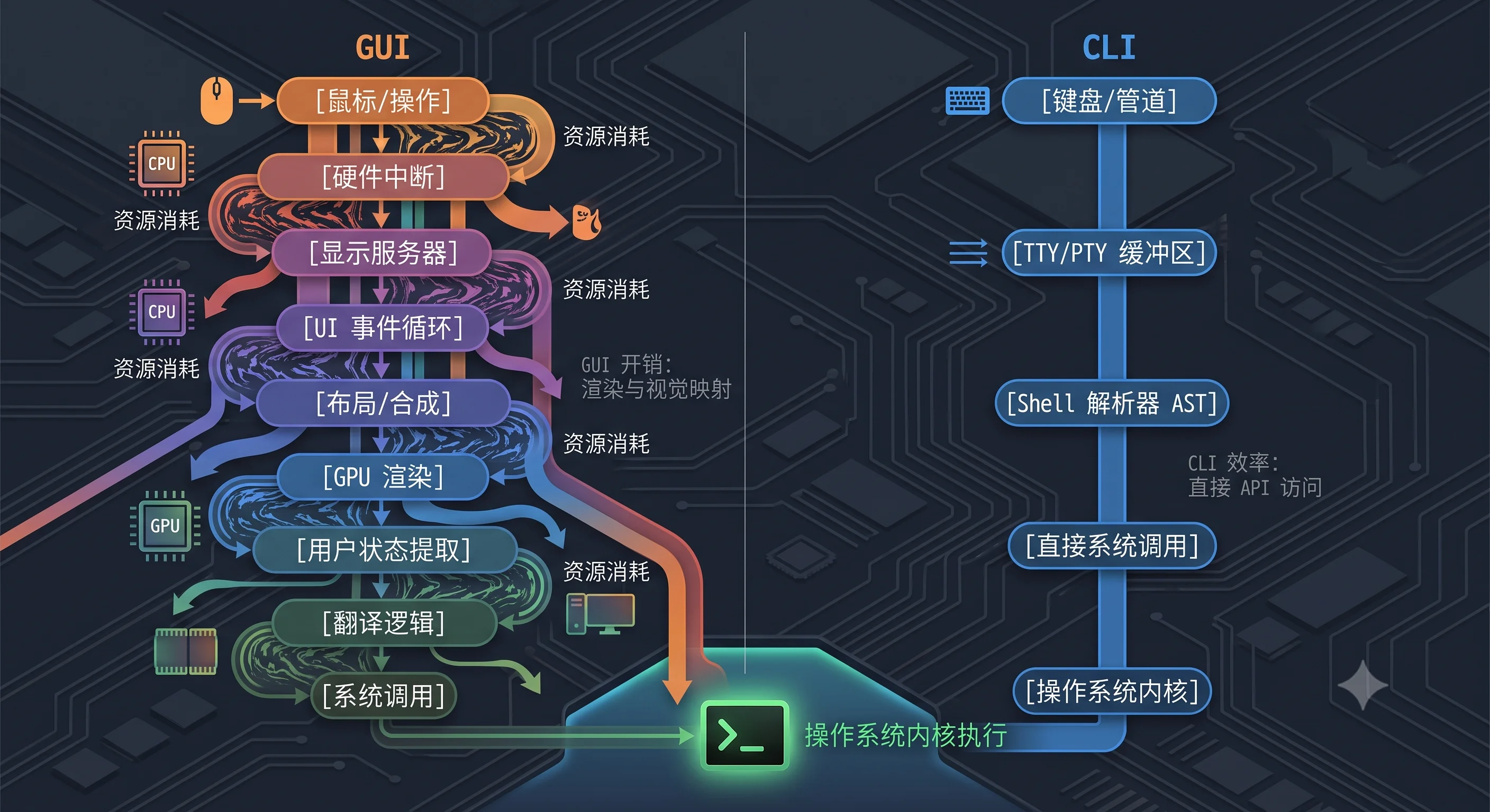 效率对比:GUI vs CLI